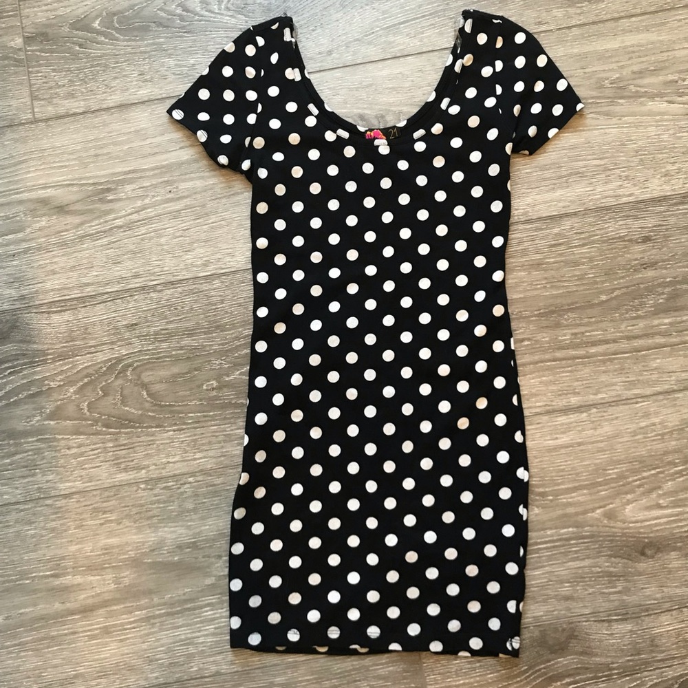 Forever 21 Black and White Polka Dot Bodycon Dress